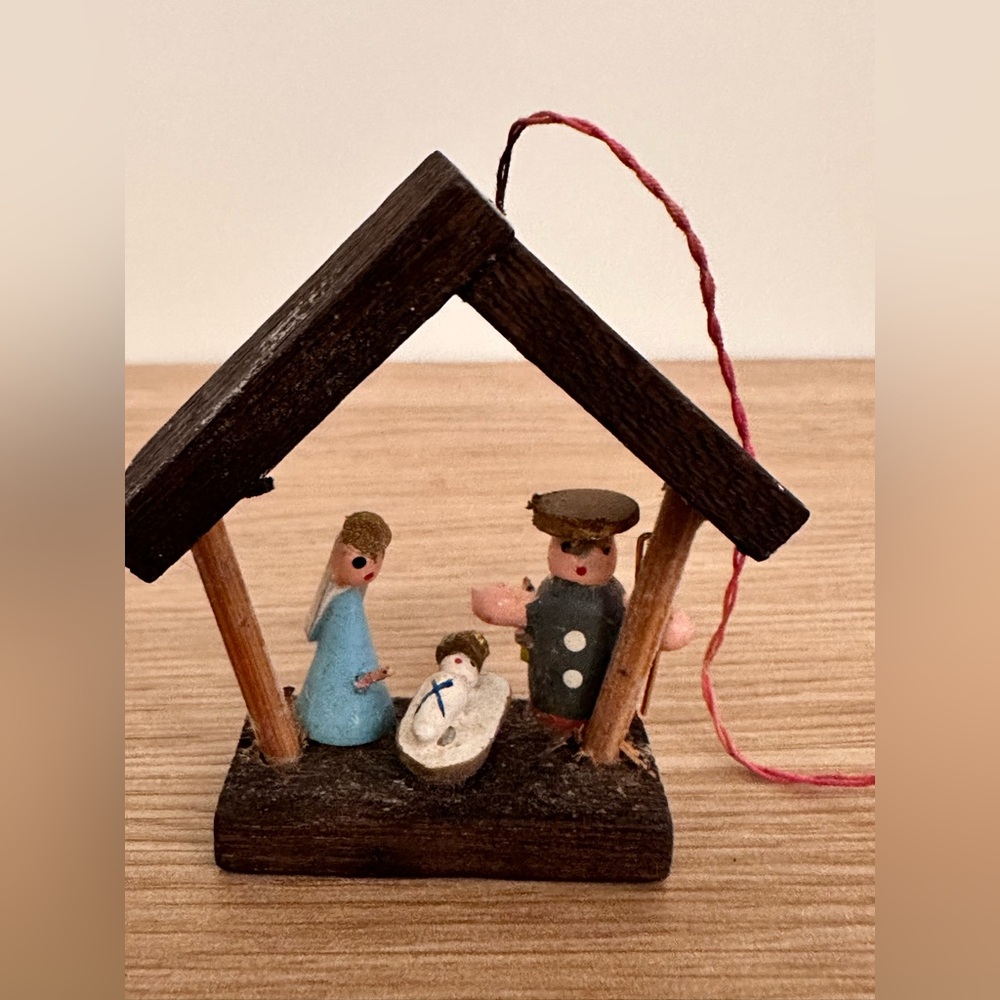 VINTAGE 1980’s Kurt S Adler Mini Wooden Nativity Scene Peg People